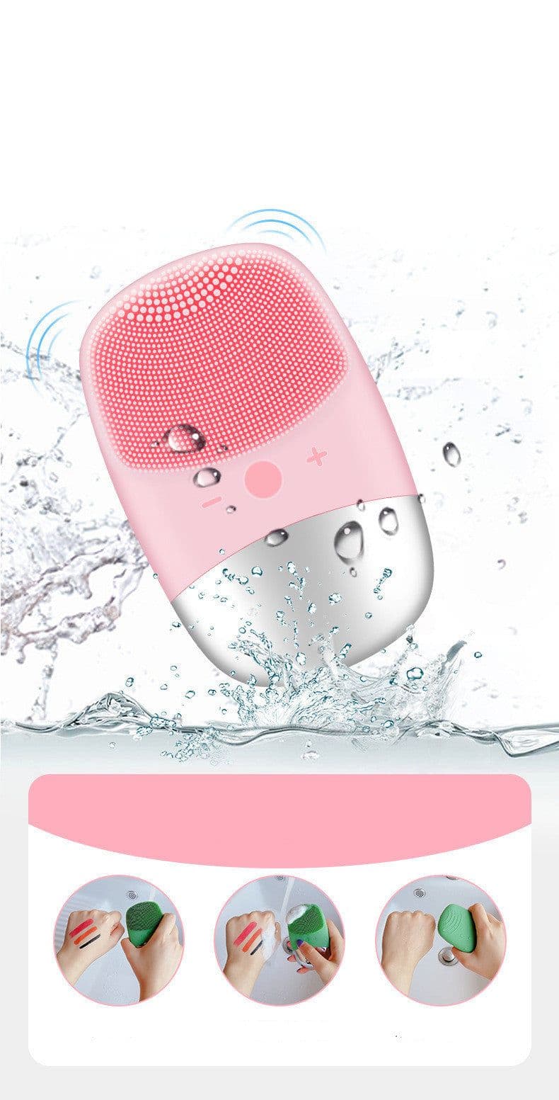 image-Mini Silicone Electric Face Cleansing Brush Electric Facial Cleanser Facial Cleansing Brush Skin Massager Skin Care Tools