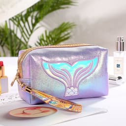image-Hot Selling Colorful Pu Makeup Bag Cartoon Fishtail Women's Bag