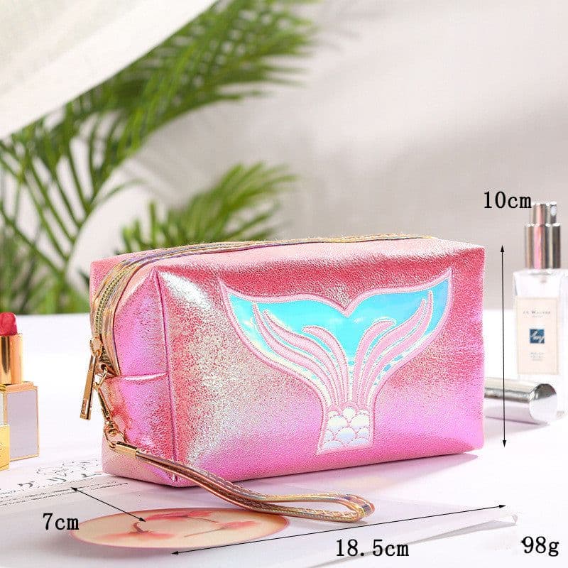image-Hot Selling Colorful Pu Makeup Bag Cartoon Fishtail Women's Bag