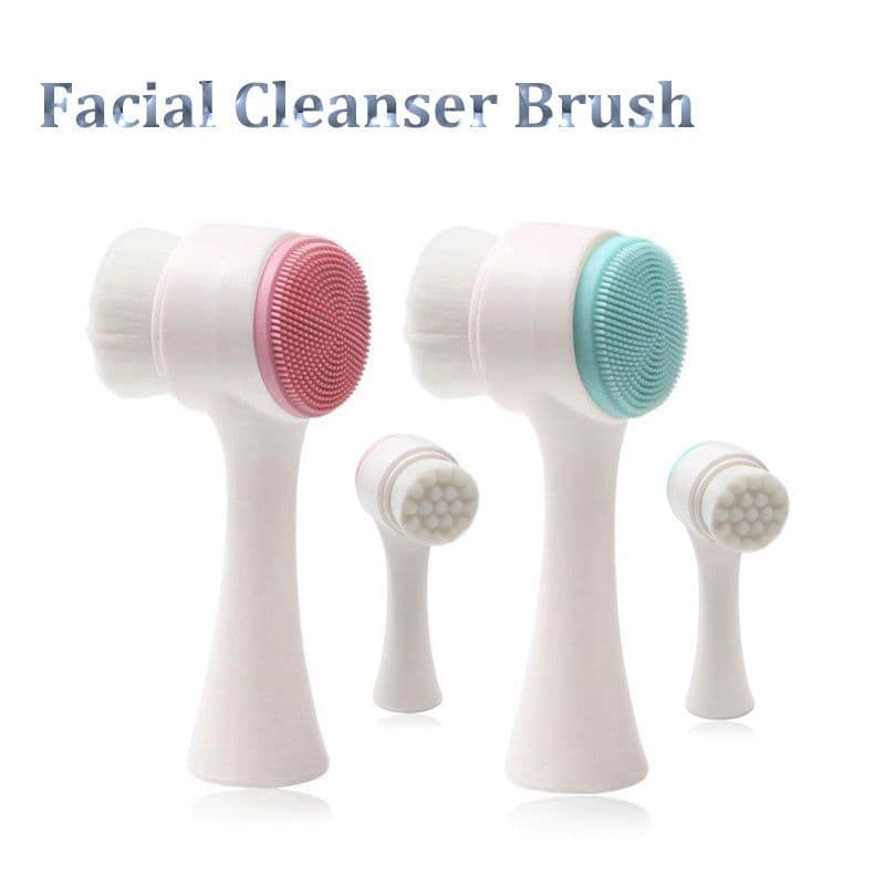 image-Double-sided Silicone Skin Care Tool Facial Cleanser Brush Face Cleaning Vibration Facial Massage Washing Product
