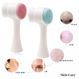 image-Double-sided Silicone Skin Care Tool Facial Cleanser Brush Face Cleaning Vibration Facial Massage Washing Product