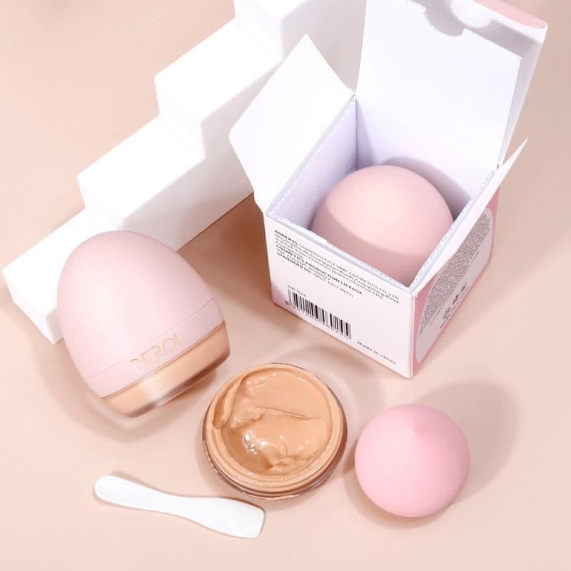 image-4colors Lightweight Foundation Concealer Cream With Makeup Sponge Brightening Moisturizing Liquid Foundation BBCream