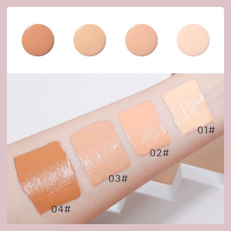 image-4colors Lightweight Foundation Concealer Cream With Makeup Sponge Brightening Moisturizing Liquid Foundation BBCream