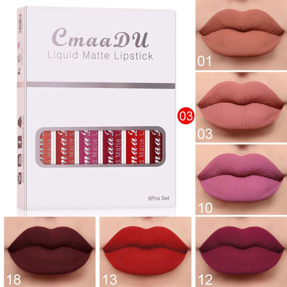 image-6 Boxes Of Matte Non-stick Cup Waterproof Lipstick Long Lasting Lip Gloss