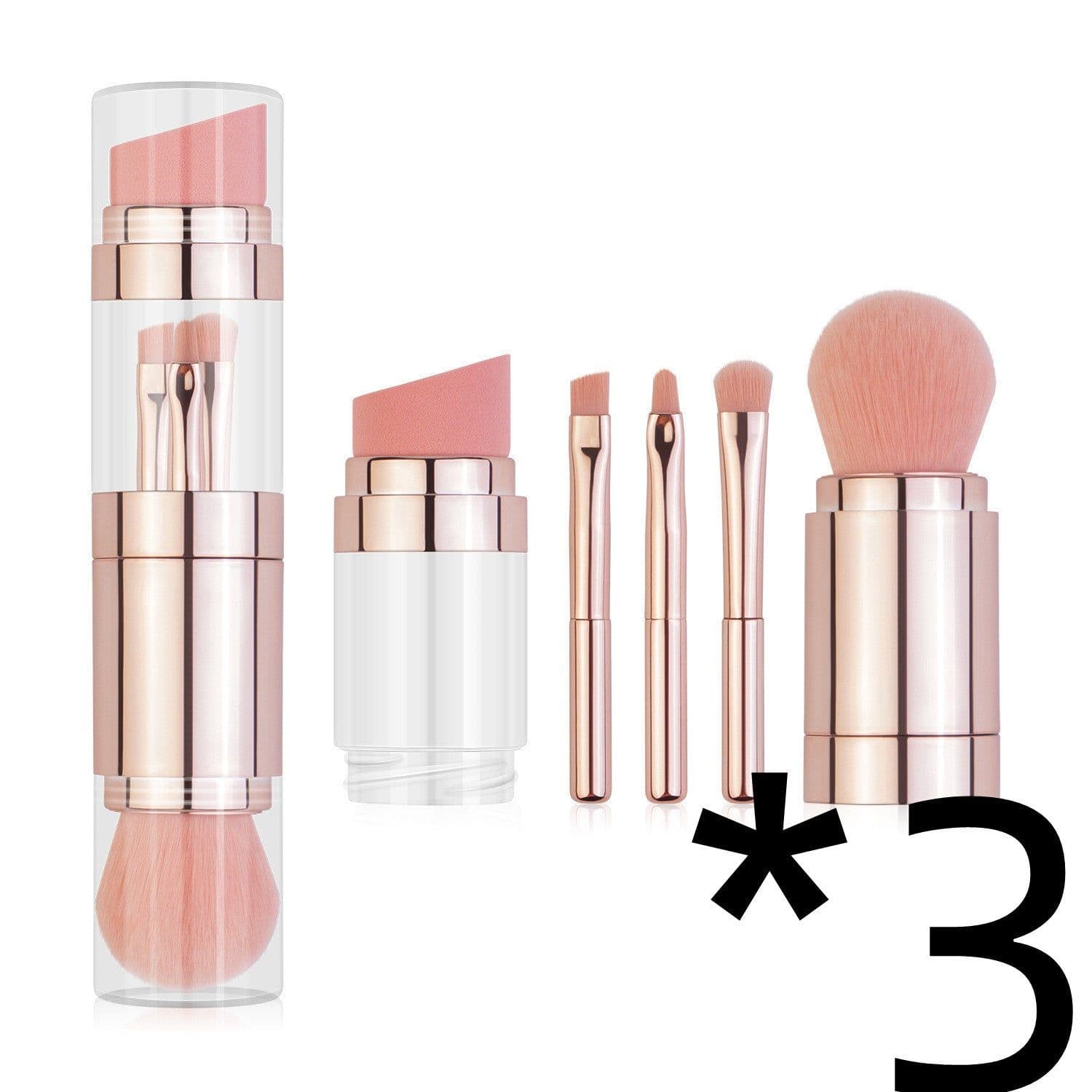 image-5-in-1 Makeup Brushes Multifunctional Portable Foundation Eyeshadow Puff Powder Maquillaje Cosmetic With Brush Cleaning Bowl