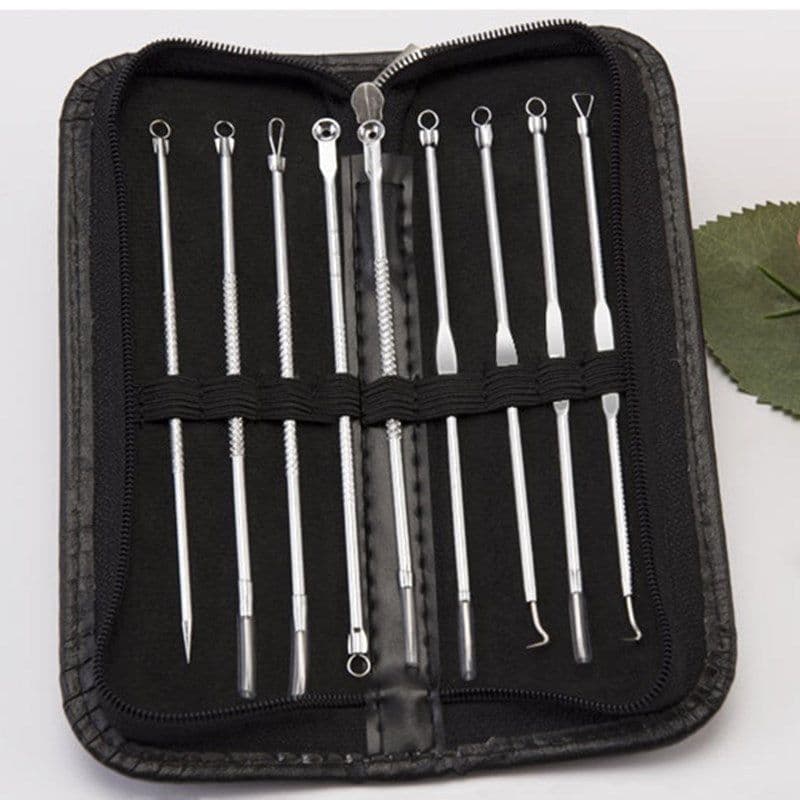 image-9pcs Stainless Steel Acne Needle Cell Clamp Double-headed Acne Acne Needle