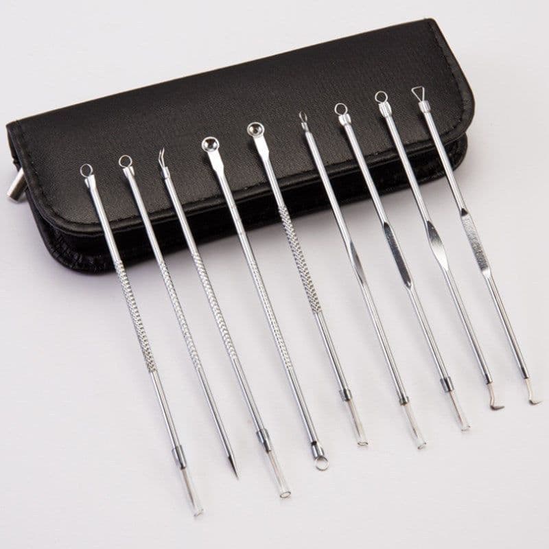 image-9pcs Stainless Steel Acne Needle Cell Clamp Double-headed Acne Acne Needle