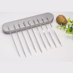 image-9pcs Stainless Steel Acne Needle Cell Clamp Double-headed Acne Acne Needle
