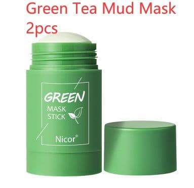 image-Cleansing Green Tea Mask Clay Stick Oil Control Anti-Acne Whitening Seaweed Mask Skin Care