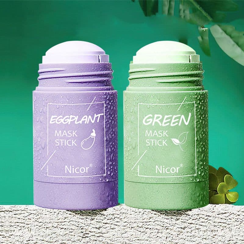 image-Cleansing Green Tea Mask Clay Stick Oil Control Anti-Acne Whitening Seaweed Mask Skin Care