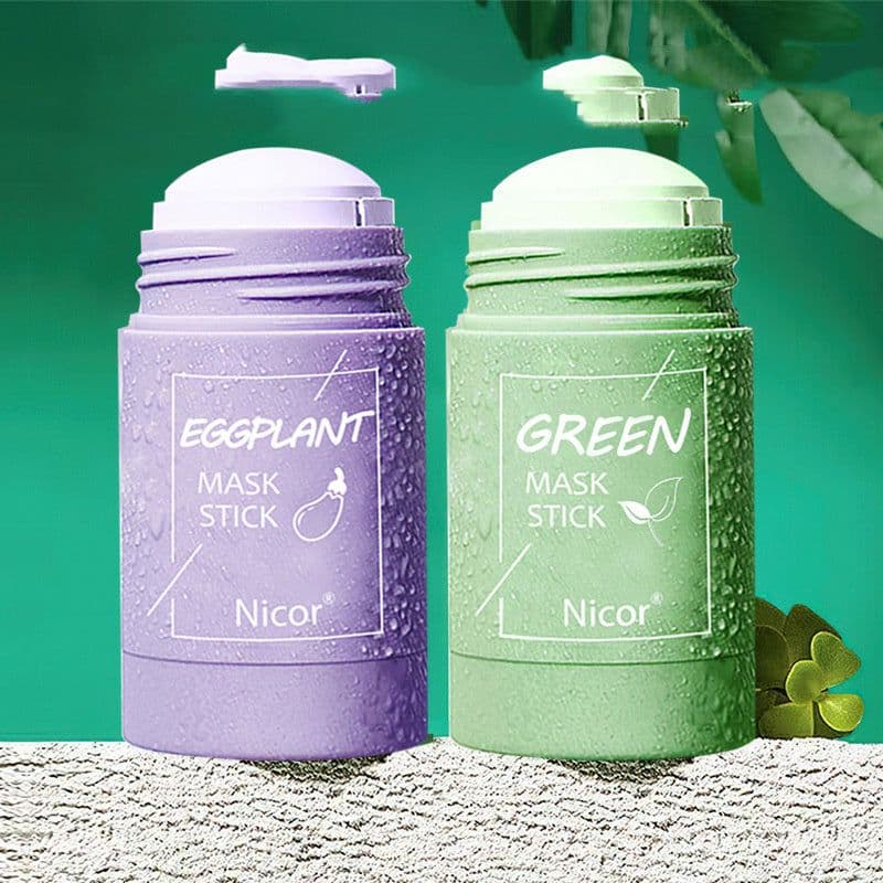 image-Cleansing Green Tea Mask Clay Stick Oil Control Anti-Acne Whitening Seaweed Mask Skin Care
