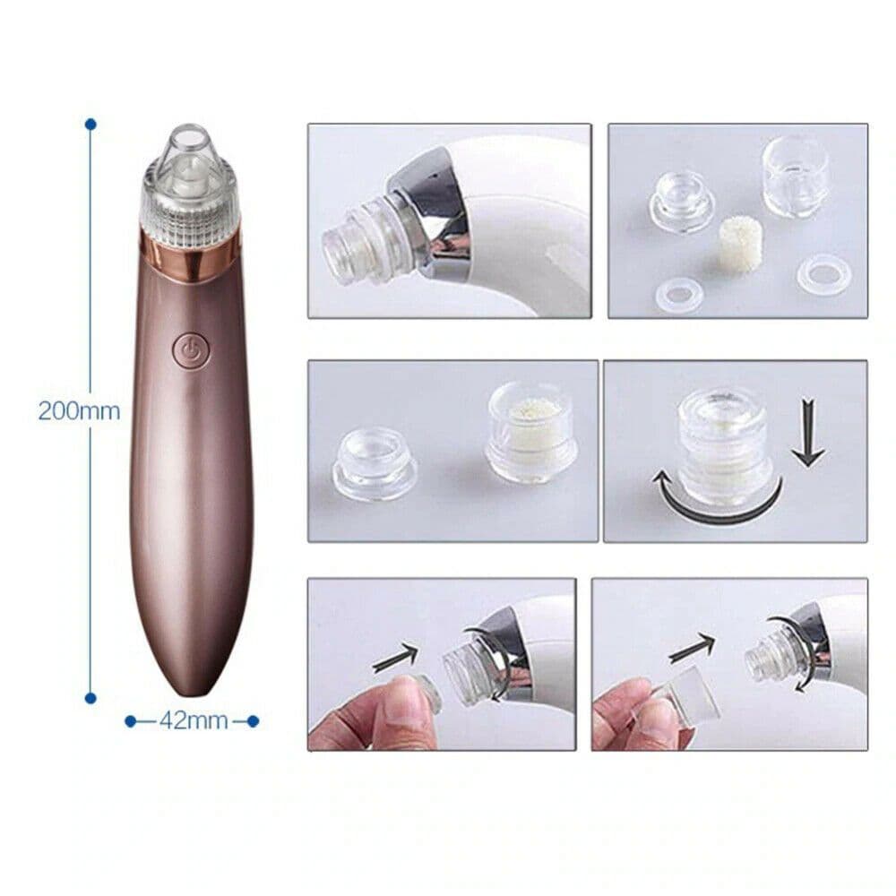 image-Electric Blackhead Vacuum Pore Cleaner Acne Pimple Remover Strong Suction Tool Electric Blackhead Remover Pore Vacuum Suction Diamond Dermabrasion Face Cleaner