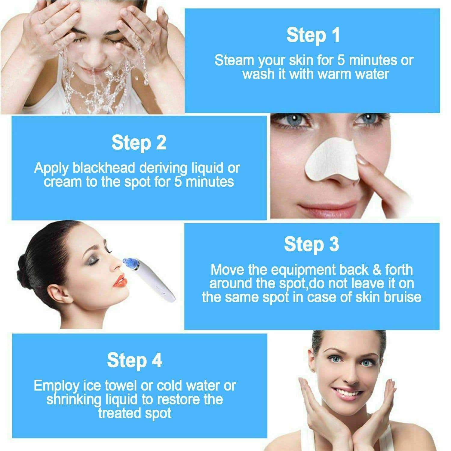 image-Electric Blackhead Vacuum Pore Cleaner Acne Pimple Remover Strong Suction Tool Electric Blackhead Remover Pore Vacuum Suction Diamond Dermabrasion Face Cleaner