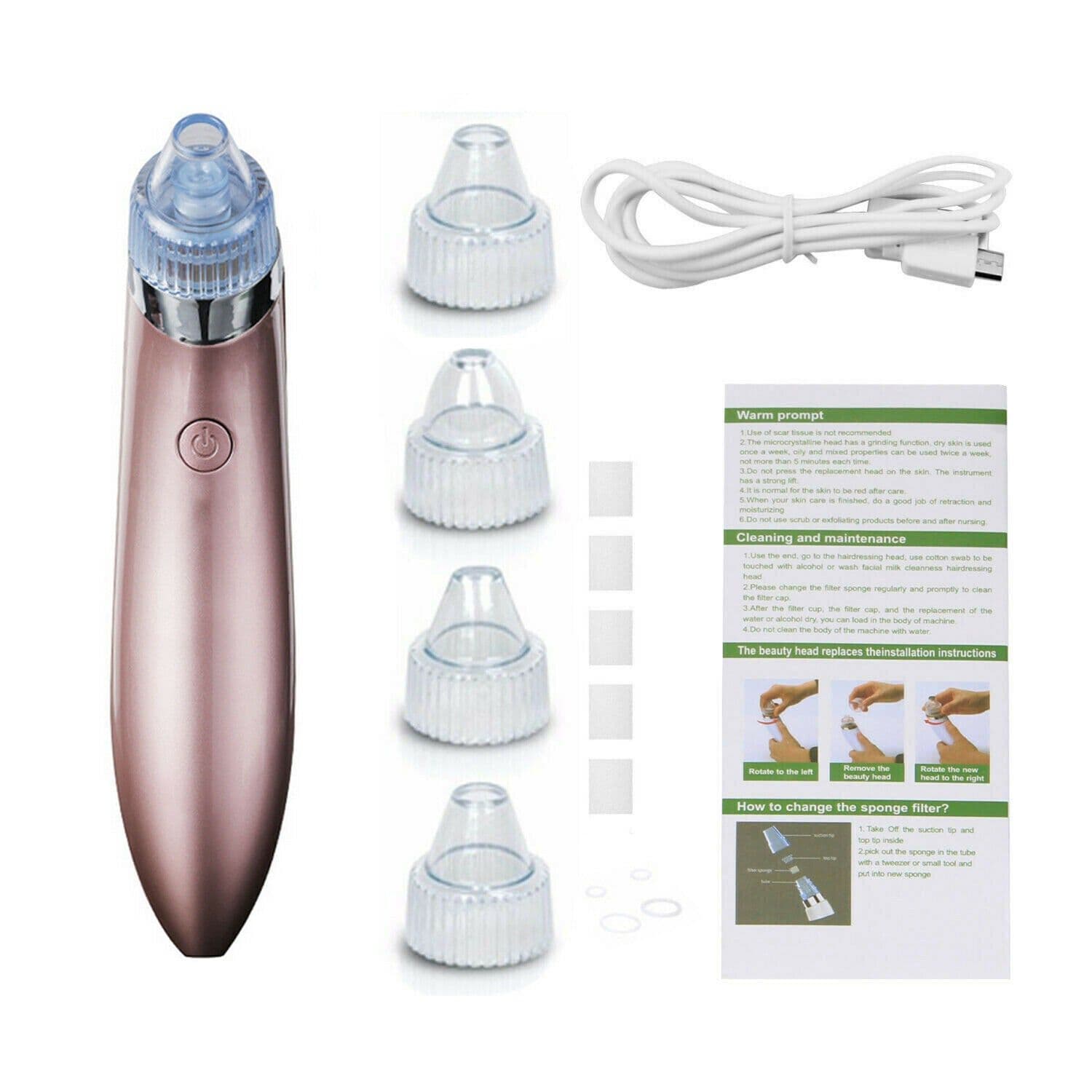 image-Electric Blackhead Vacuum Pore Cleaner Acne Pimple Remover Strong Suction Tool Electric Blackhead Remover Pore Vacuum Suction Diamond Dermabrasion Face Cleaner