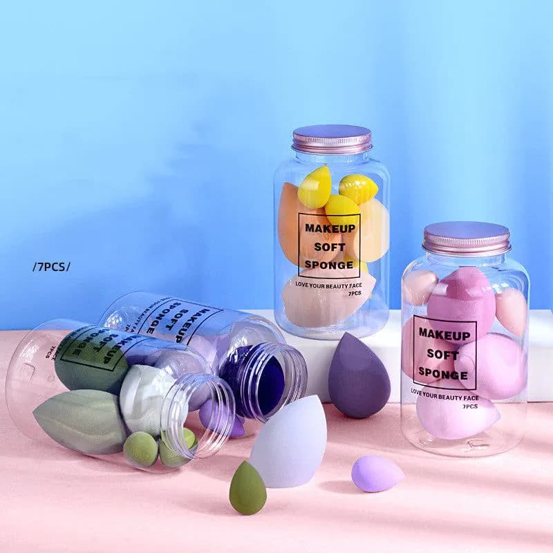 image-Drift Bottle Boxed Beauty Egg 7 Cans Of Powder Free Water Soft Makeup Sponge Powder Puff