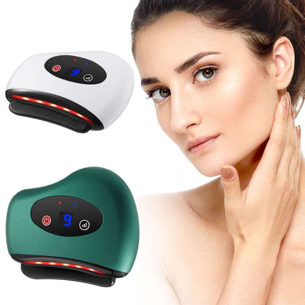 image-Eletric Bianstone Gua Sha Board Tools Hot Compress Heating Vibration Back Facial Massager Meridian Lymphatic Drainage Scraping Heating Vibration Scraping Neck Face Skin Lifting Removal Wrinkle Tool