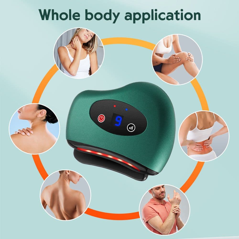 image-Eletric Bianstone Gua Sha Board Tools Hot Compress Heating Vibration Back Facial Massager Meridian Lymphatic Drainage Scraping Heating Vibration Scraping Neck Face Skin Lifting Removal Wrinkle Tool
