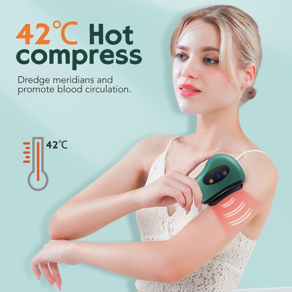 image-Eletric Bianstone Gua Sha Board Tools Hot Compress Heating Vibration Back Facial Massager Meridian Lymphatic Drainage Scraping Heating Vibration Scraping Neck Face Skin Lifting Removal Wrinkle Tool