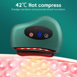 image-Eletric Bianstone Gua Sha Board Tools Hot Compress Heating Vibration Back Facial Massager Meridian Lymphatic Drainage Scraping Heating Vibration Scraping Neck Face Skin Lifting Removal Wrinkle Tool