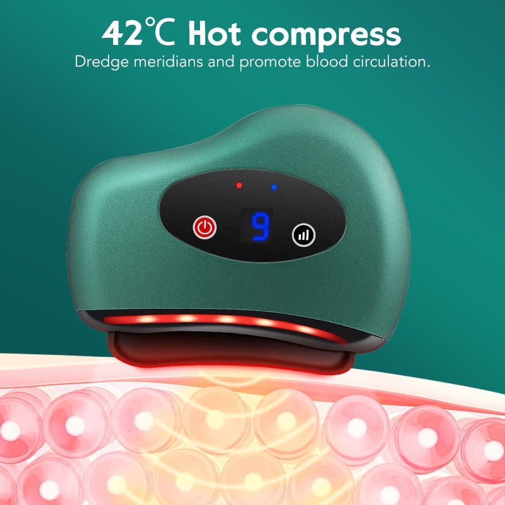 image-Eletric Bianstone Gua Sha Board Tools Hot Compress Heating Vibration Back Facial Massager Meridian Lymphatic Drainage Scraping Heating Vibration Scraping Neck Face Skin Lifting Removal Wrinkle Tool