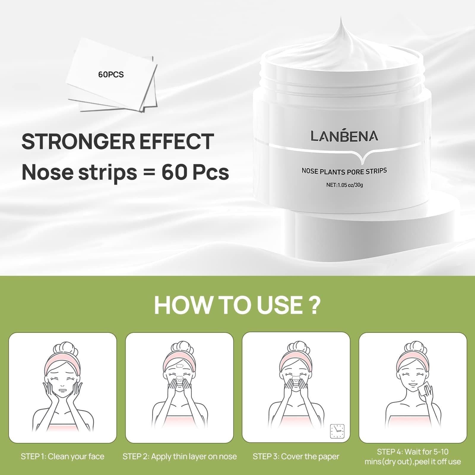 image-LANBENA Puntos Negros, Blackhead Mask Pore Strips, Deep Cleansing For All Skin Types, Unisex