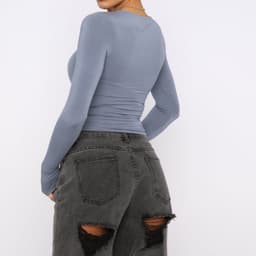 image-Women's Clothing Fashion Slim Long-sleeved Pullovers Tops Solid Causal Fit Shirts