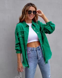 image-Fashion Ripped Shirt Jacket Female Autumn And Spring Casual Tops Womens Clothing