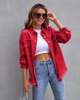 image-Fashion Ripped Shirt Jacket Female Autumn And Spring Casual Tops Womens Clothing
