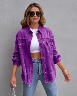 image-Fashion Ripped Shirt Jacket Female Autumn And Spring Casual Tops Womens Clothing