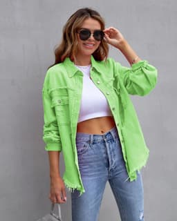 image-Fashion Ripped Shirt Jacket Female Autumn And Spring Casual Tops Womens Clothing