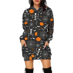 image-Halloween Print Long Hoodie With Pockets Sweater Long Sleeve Clothes Women