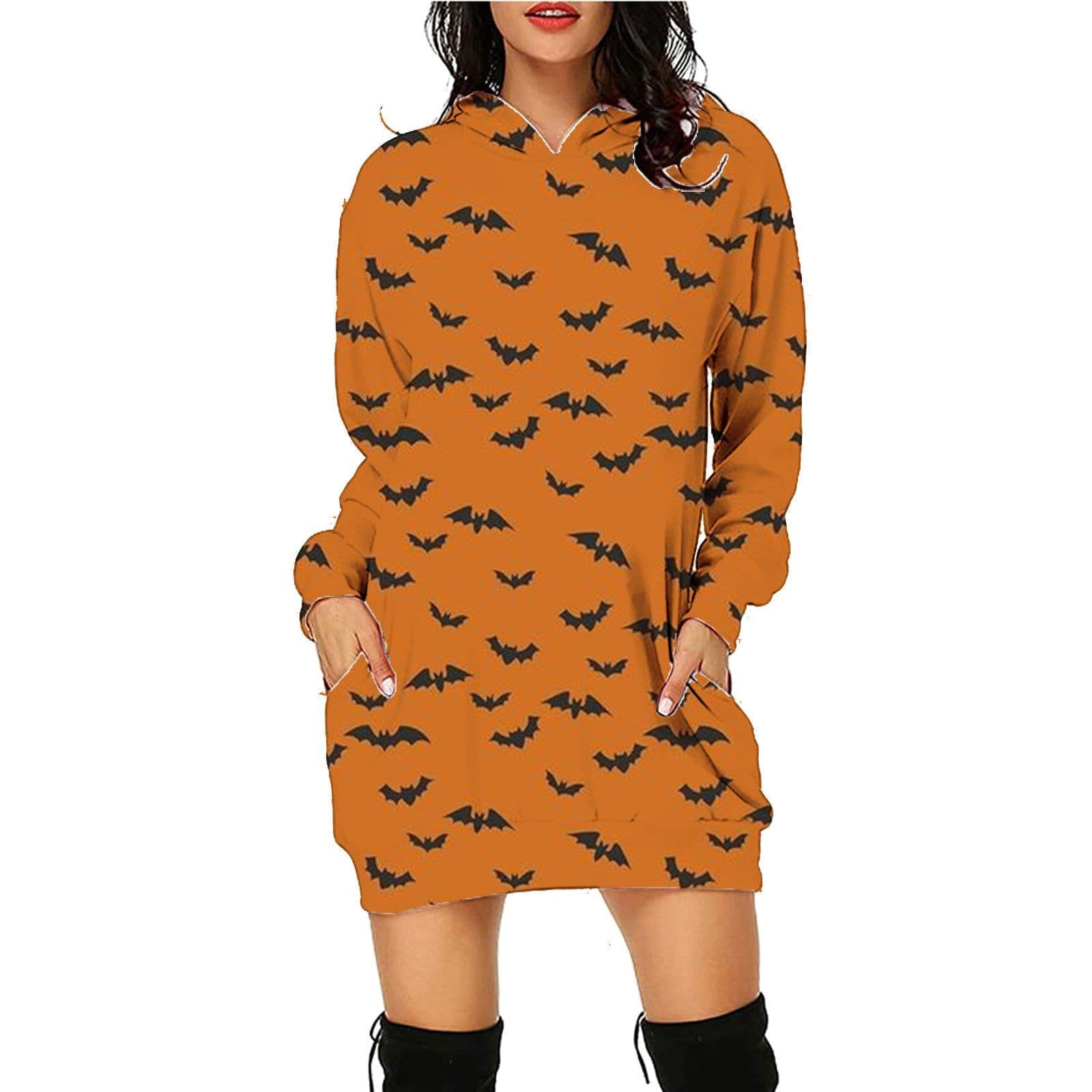 image-Halloween Print Long Hoodie With Pockets Sweater Long Sleeve Clothes Women