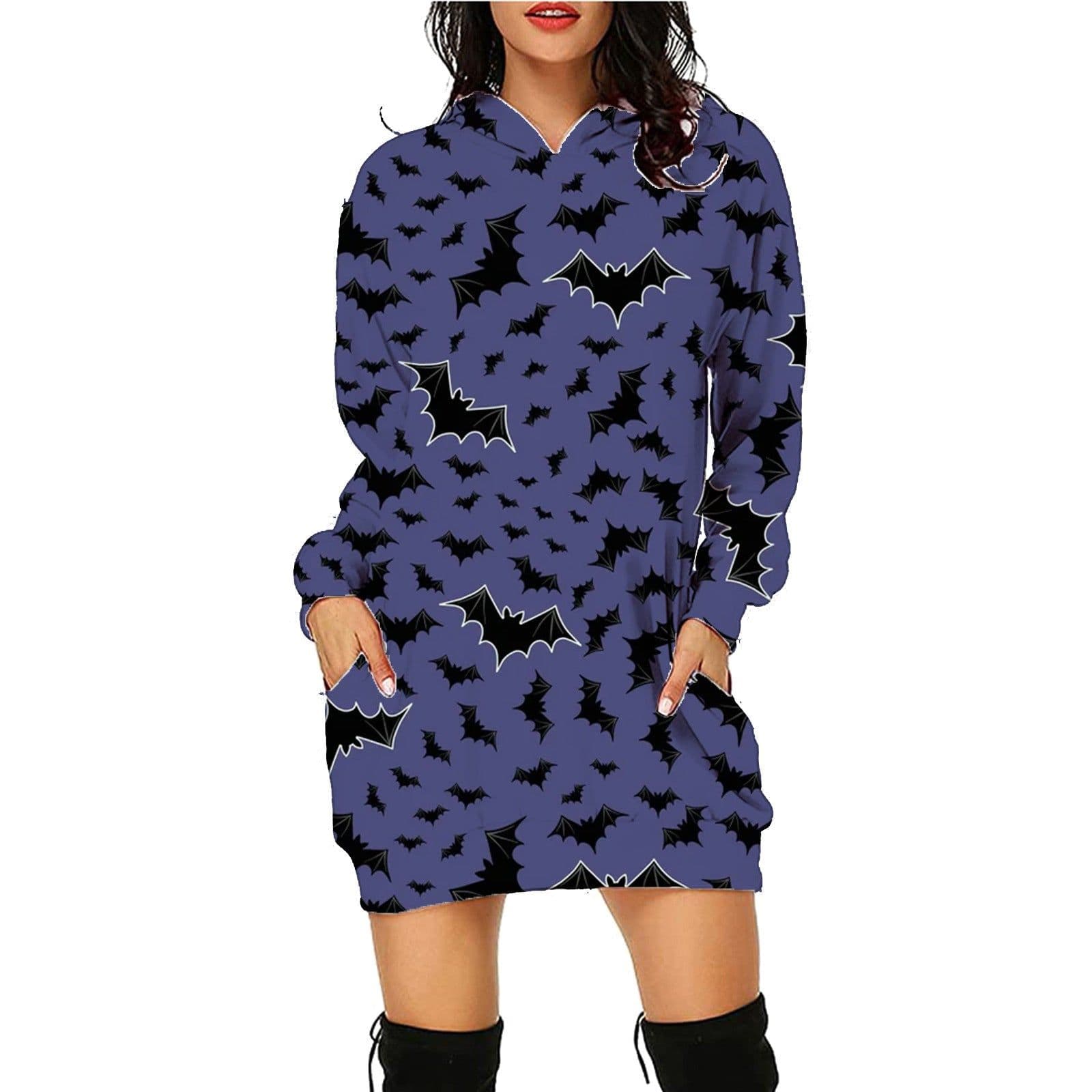 image-Halloween Print Long Hoodie With Pockets Sweater Long Sleeve Clothes Women