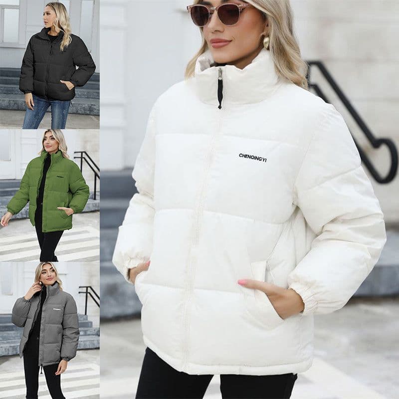 image-Winter Coat Women Casual Windproof Down Cotton Coat Warm Thickened Jacket Solid Outwear All-match Loose Tops Clothing