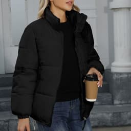 image-Winter Coat Women Casual Windproof Down Cotton Coat Warm Thickened Jacket Solid Outwear All-match Loose Tops Clothing