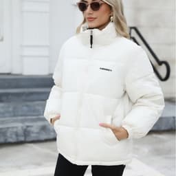 image-Winter Coat Women Casual Windproof Down Cotton Coat Warm Thickened Jacket Solid Outwear All-match Loose Tops Clothing
