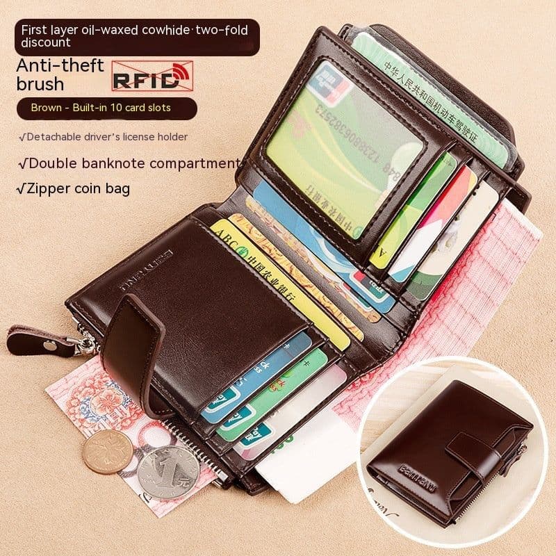 image-Vintage Men's Wallet Anti-theft Swiping Short