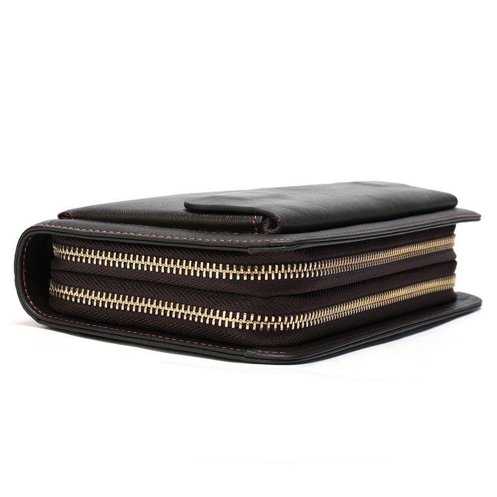 image-First Layer Cowhide Clutch Double Layer Zipper Wallet