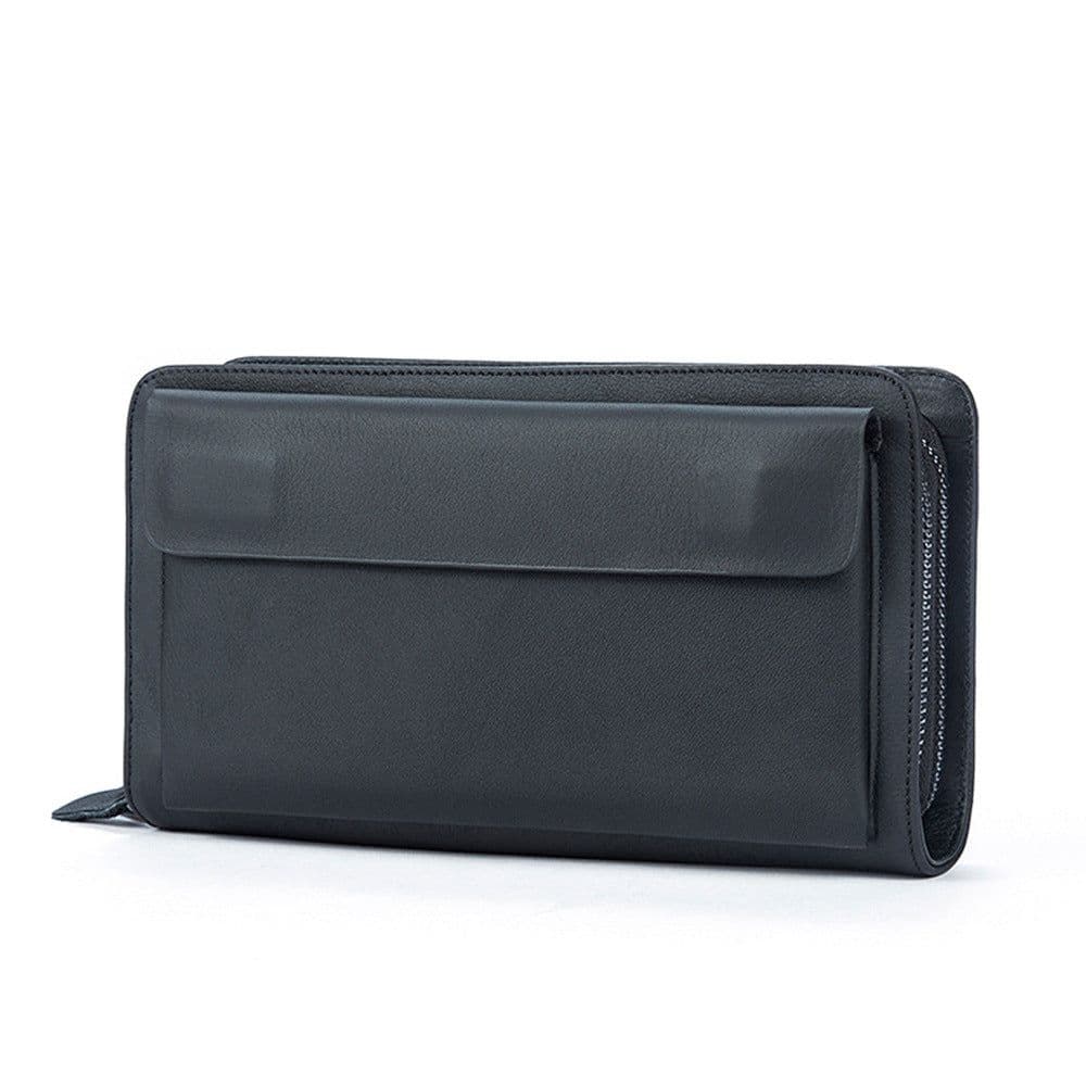 image-First Layer Cowhide Clutch Double Layer Zipper Wallet
