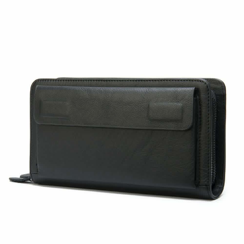 image-First Layer Cowhide Clutch Double Layer Zipper Wallet