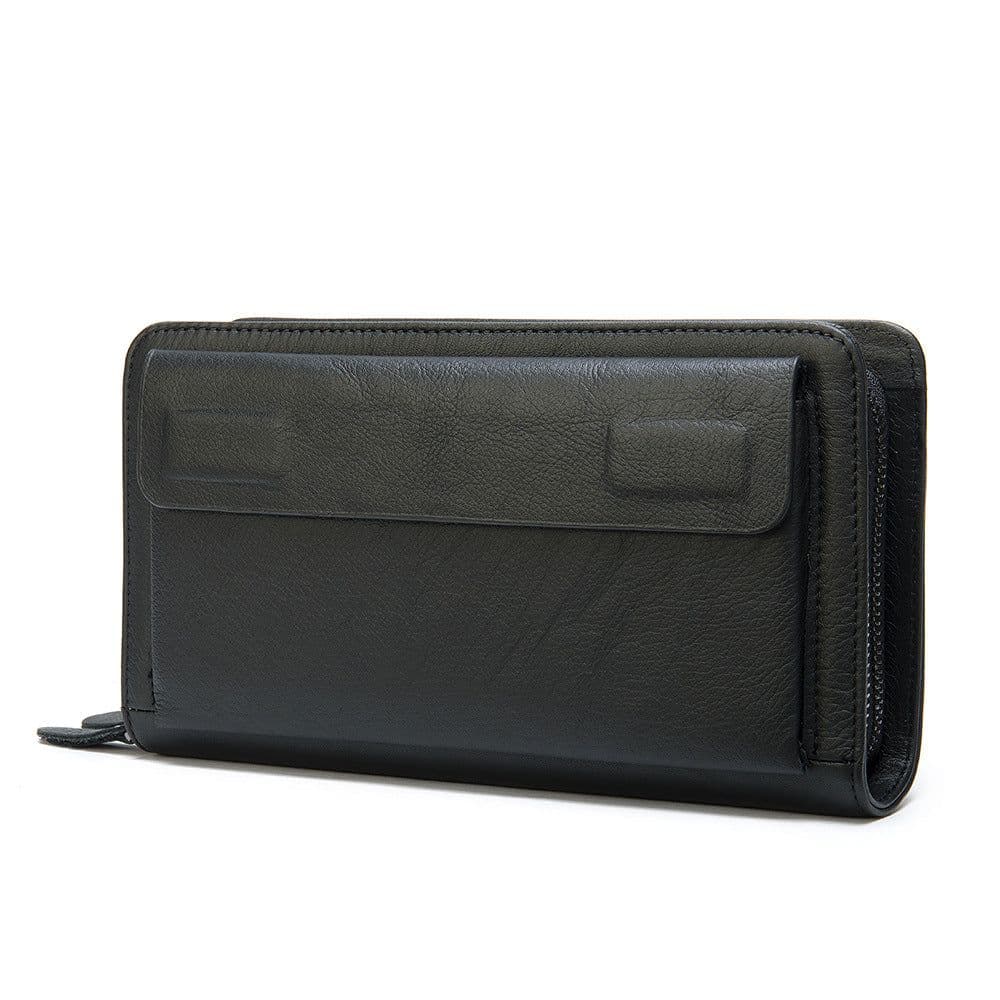 image-First Layer Cowhide Clutch Double Layer Zipper Wallet