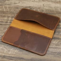 image-1082 Men's Leather Crazy Horse Leather Long Wallet Card Holder Air Ticket Check Bag