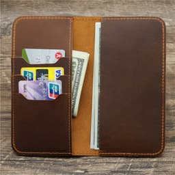 image-1082 Men's Leather Crazy Horse Leather Long Wallet Card Holder Air Ticket Check Bag