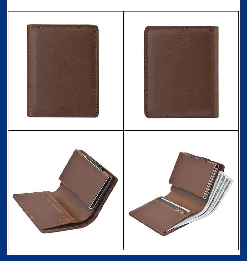 image-Men's Short Automatic Pop-up Aluminum Alloy Card Package Anti-theft Swiping Anti-magnetic Card Cover Cassette