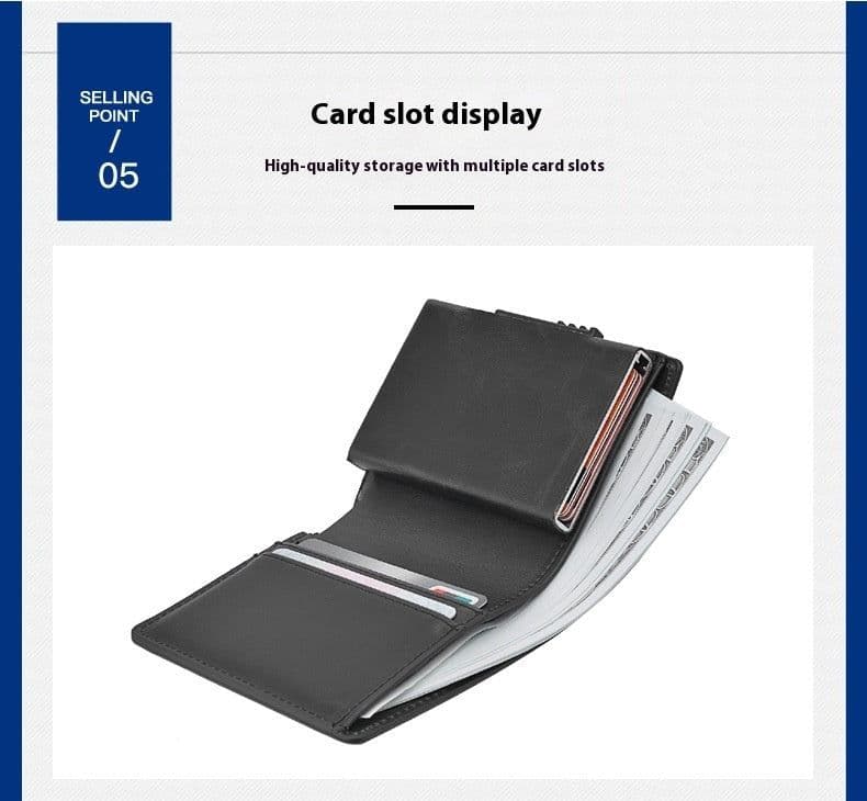 image-Men's Short Automatic Pop-up Aluminum Alloy Card Package Anti-theft Swiping Anti-magnetic Card Cover Cassette