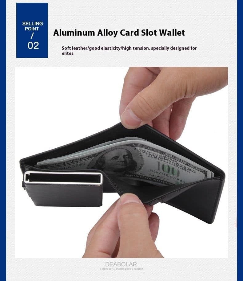 image-Men's Short Automatic Pop-up Aluminum Alloy Card Package Anti-theft Swiping Anti-magnetic Card Cover Cassette