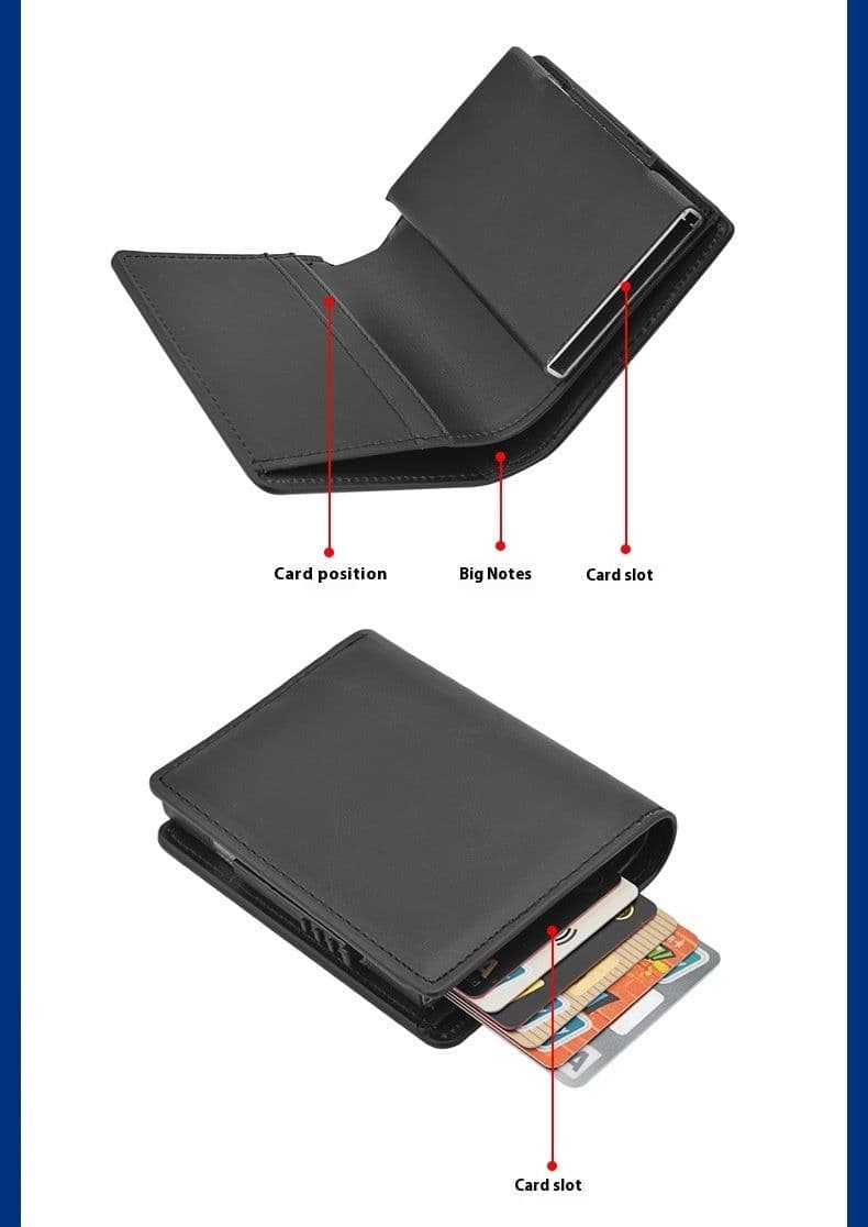 image-Men's Short Automatic Pop-up Aluminum Alloy Card Package Anti-theft Swiping Anti-magnetic Card Cover Cassette