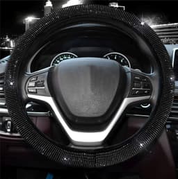image-Diamond Steering Wheel Cover Rhinestones Crystals Car Handcraft Steering Wheel Covers