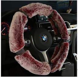 image-Car Steering Wheel Cover Winter Plush Steering Wheel Cover Korea Diamond Fashion Cute Handle Cover Car Accessories