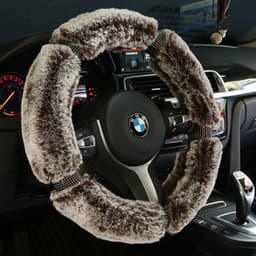 image-Car Steering Wheel Cover Winter Plush Steering Wheel Cover Korea Diamond Fashion Cute Handle Cover Car Accessories